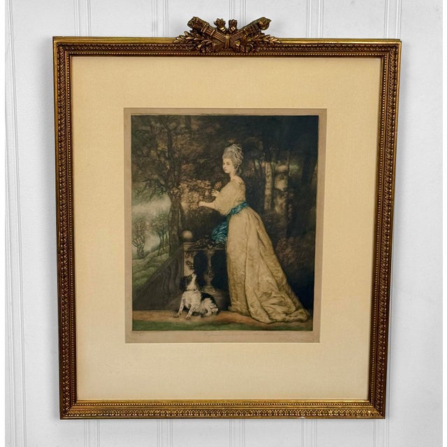 A Neoclassical "Lady Muster" Portrait Engraving & Printed in Color Mezzotint, c. 19th Century - Printed by Herbert Stodart...