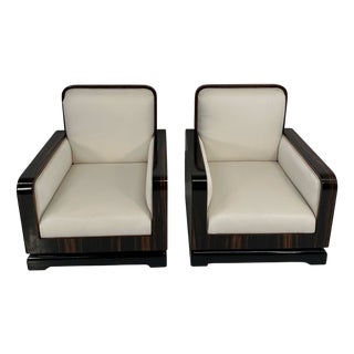 Set of Art Deco Italian Macassar, Walnut Root and Cream Velvet Armchairs, 1930s For Sale