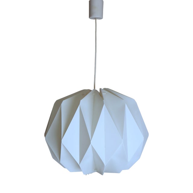 Futuristic White Ceiling Lamp in Plastic, 1970s For Sale