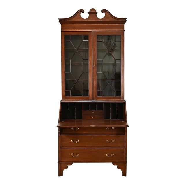 English 19th Century Sheraton Mahogany Secretary For Sale