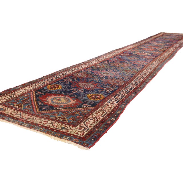 90052 Antique Persian Malayer Rug, 03'00 x 20'01. A Sapphire Caravan: Late 19th Century Persian Malayer Masterpiece of...
