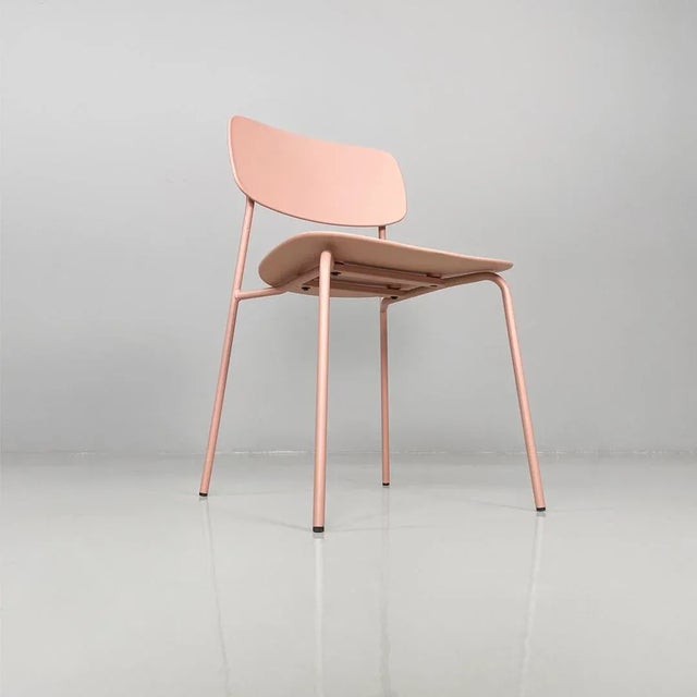 Italian Modern Light Pink Metal and Plastic Chairs from Tomasucci, 2000s, Set of 4 For Sale - Image 11 of 18