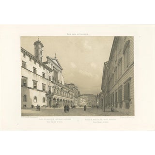 Benoist, Rome Piazza Santi Apostoli Grand Architectural View, 1869, Print For Sale