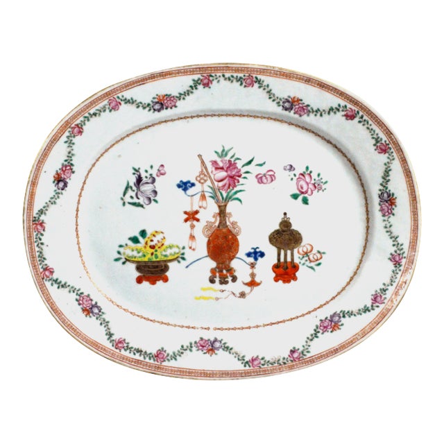 18th-Century Chinese Export Oval Porcelain Dish For Sale