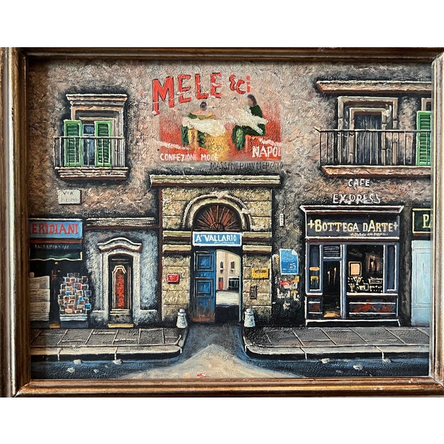 Art Nouveau Vintage Paris Storefronts Original Oil Painting, Framed For Sale - Image 3 of 12