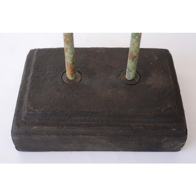 Large Rustic Verdigris Wing Sculptures on Stands - A Pair For Sale - Image 16 of 18