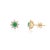 Art Deco 18k Gold Certified Green Emerald Solitaire Diamond Studs for Her- 2 Pieces For Sale - Image 3 of 9
