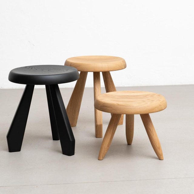 Wood Meribel Stools by Charlotte Perriand for Cassina, Set of 3 For Sale - Image 10 of 11