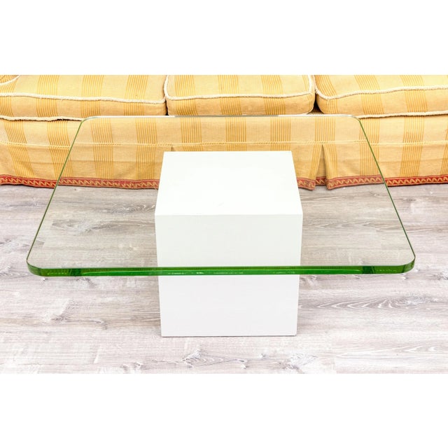 Minimalist Mid-Century Modern Style Glass Top Coffee Table For Sale - Image 4 of 5