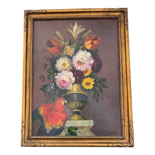 1970s Floral Still Life Painting Signed by the Artist Lemus For Sale