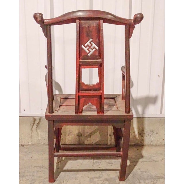 Wood 19th Century Chinese Scholars Arm Chair Mahogany For Sale - Image 7 of 9