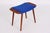 Teak Stool with Blue Wool Cover, 1950s For Sale - Image 3 of 10