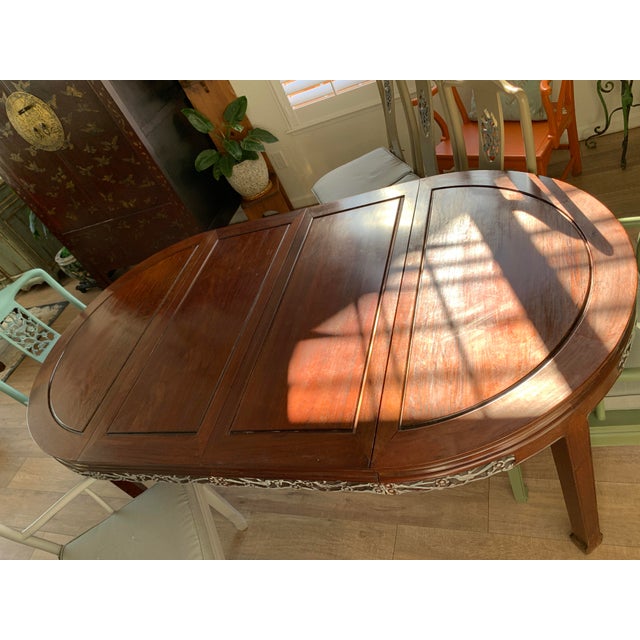 Vintage Midcentury Asian Chinoiserie Dining Table and Chairs
