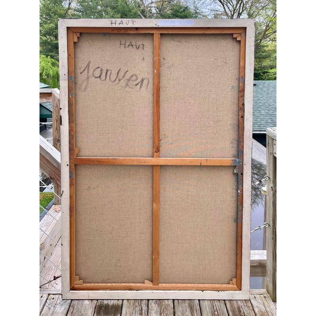 Postmodern Large Vintage Belgian Painting on Canvas For Sale - Image 3 of 10
