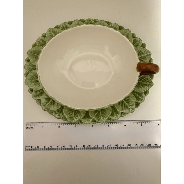 Mottahedeh Vintage Mottahedeh Majolica Leaf Cup & Saucer Made in Italy For Sale - Image 4 of 4
