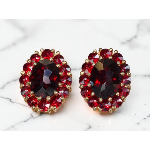 The Coronados: Ladies 14K Yellow Gold Bohemian Earrings set with Garnet, 2 Pieces For Sale In Philadelphia - Image 6 of 6