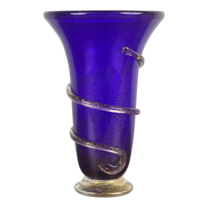 Mid 20th Century Blue & Gold Murano Glass Vessel by Maurizio Albarelli for Seguso