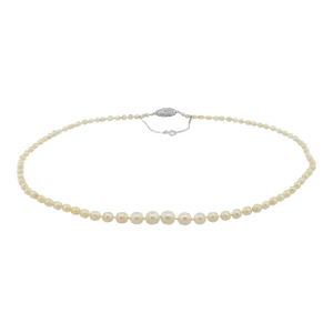 GIA Certified Antique Cartier Salt Water Pearl Necklace with Original Box