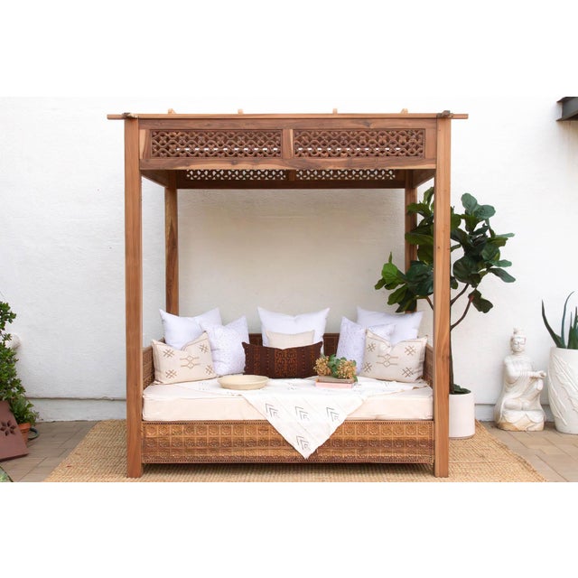 Carved Floral Jali Canopy Sanctuary Daybed For Sale - Image 15 of 15