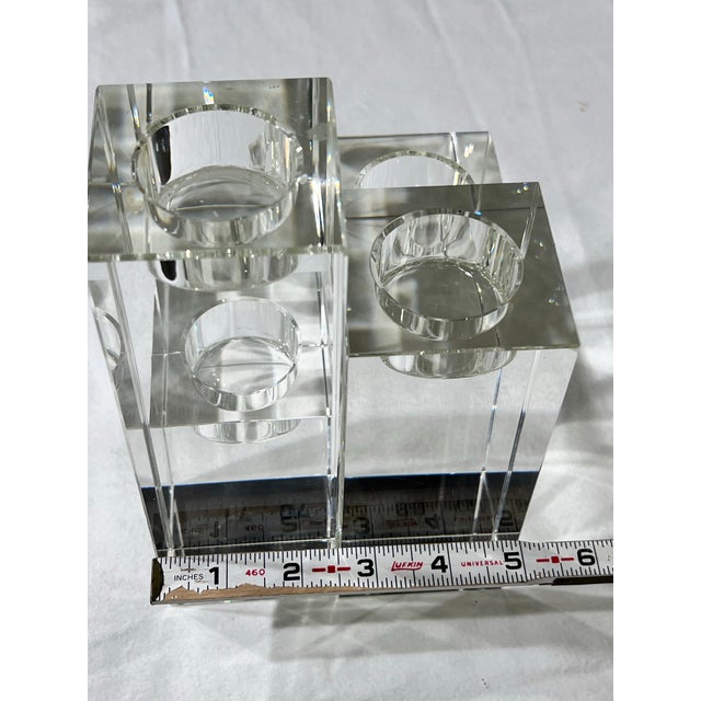 Modern Crystal Cube Set of 4 Candle Holders Bombay Company For Sale - Image 9 of 11