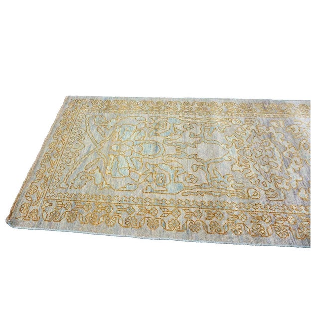 Gold Afghan Sultanabad Master Wool 3x12 Light Slate & Gold Handmade Runner Rug #1143677 For Sale - Image 8 of 11