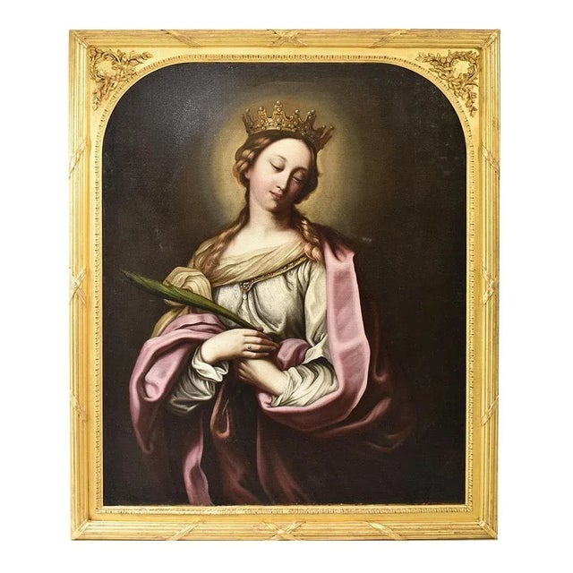 Religious Artist, Saint Catherine, 1600s, Oil on Canvas For Sale - Image 10 of 10