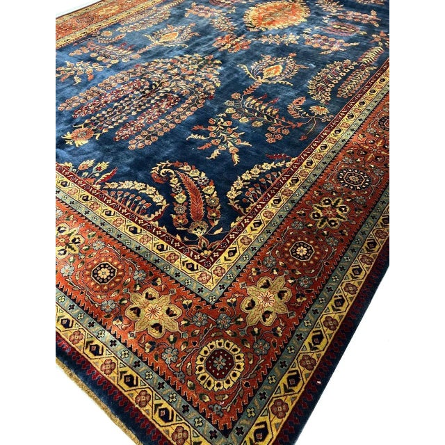 2020s Navy Blue Fine Hand Knotted Sarouk Mohajran Design 10' X 17' For Sale In Washington DC - Image 6 of 13