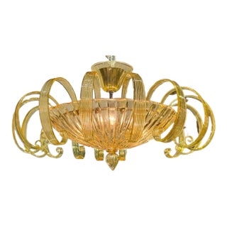 Murano Yellow Glass Chandelier For Sale