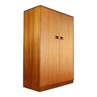 Mid Century Modern Vintage Armoire Wardrobe by Elliots of Newbury Danish Style For Sale