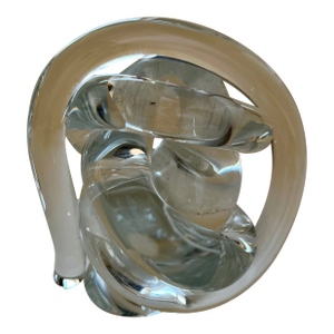 Late 20th Century Rosenthal Studio Line Crystal Art Glass Abstract Tied Rope Knot Paperweight Figurine 3.5"