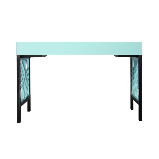 Wood Swirl Writing Desk - Turquoise For Sale - Image 7 of 9