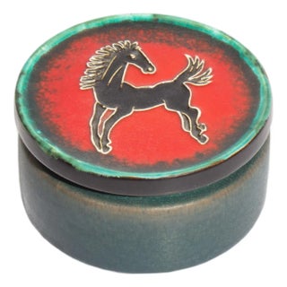 Karlsruhe West German Ceramic Box With Horse For Sale