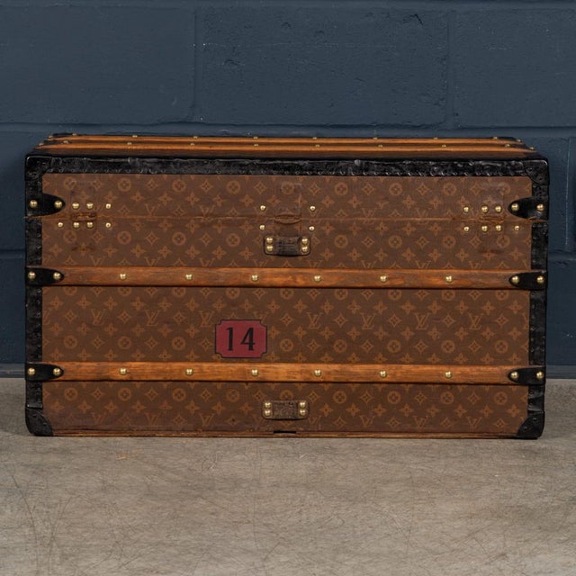 Antique Steamer Trunk in Monogram Canvas from Louis Vuitton, France, 1920s For Sale - Image 6 of 18