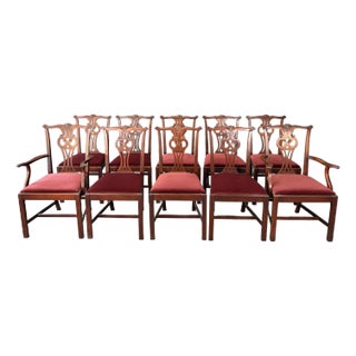 Mid 20th Century Set of 10 Vintage Solid Mahogany Dining Chairs For Sale
