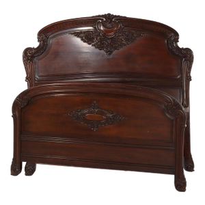 Rj Horner School Carved Mahogany Queen Size Bed Head & Foot Boards Circa 1890