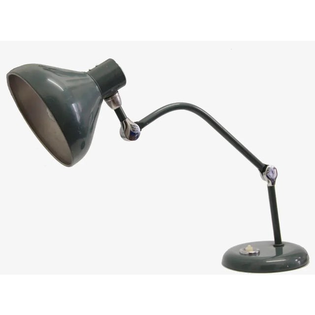 Green French Art Deco Metal Model GS1 Desk Lamp from Jumo, 1940s For Sale - Image 8 of 8