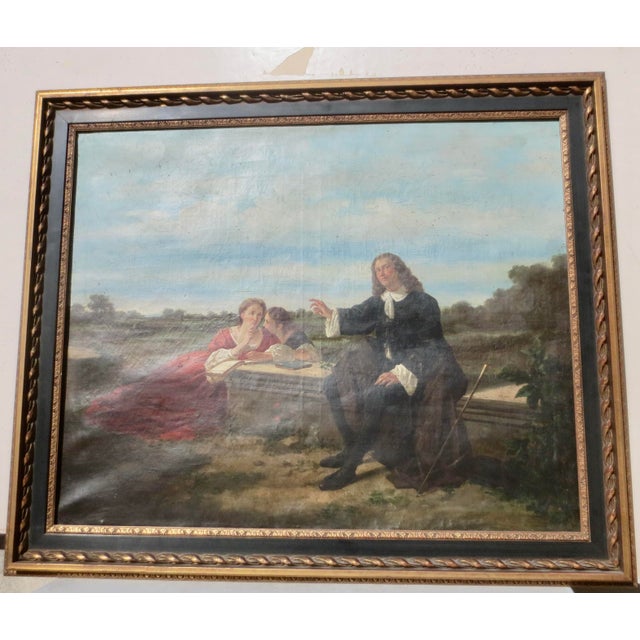Oil on Canvas painting of Blind Milton dictating to his daughters. A romantic scene of the blind poet with his daughters...