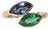 18k Gold 1.55 Carat Sapphire and 0.98 Carat Emerald Toi Et Moi Marquise Ring, Size 6.25 For Sale