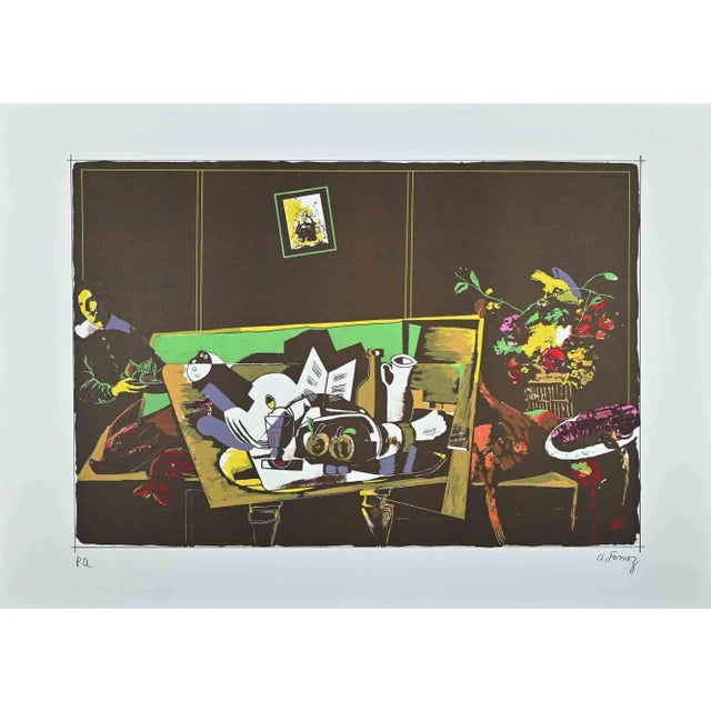 Still Life is an original colored lithograph realized by Antonio Fomez between 1950 and 1974 . Hand-signed in pencil on...