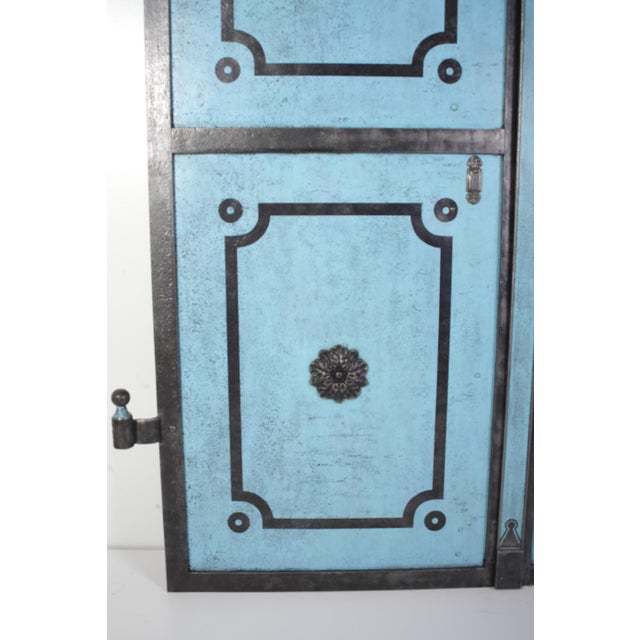 Antique Oversized Blue Iron Double Doors, 1880s For Sale - Image 11 of 18