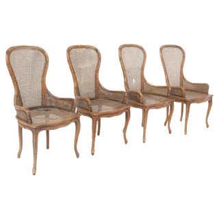 Italian Imitation Bamboo and Rattan Chairs by Giorgetti, Set of 4 For Sale