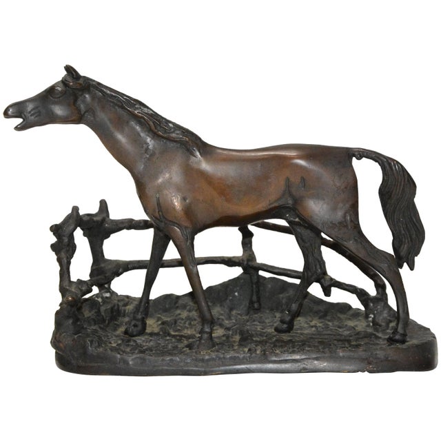 Metal Cast Metal Horse With Rambling Fence For Sale - Image 7 of 7