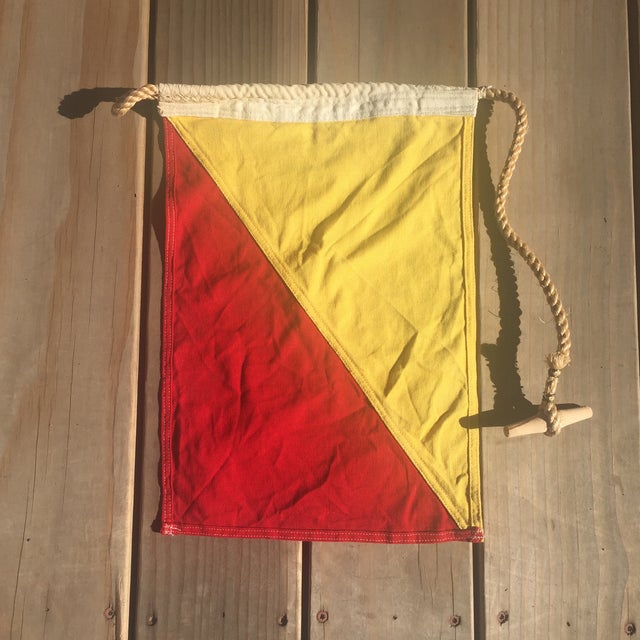 Vintage Cotton Nautical Signal Flag "O" Man Overboard Chairish