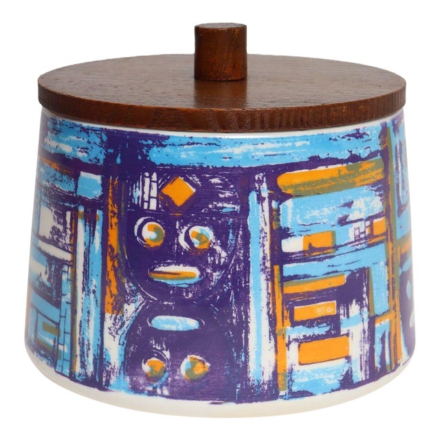 Vintage Elfi Stadler for Schramberg Faience Ceramic Lidded Jar / Canister / Box For Sale
