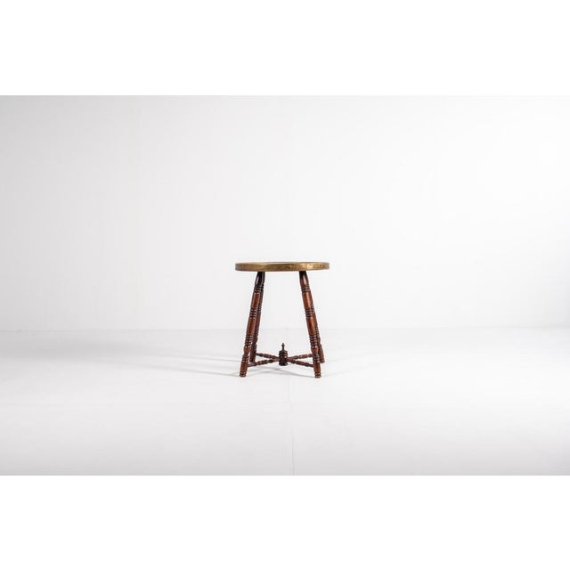 Antique Brass Tray Table with Turned Wood Legs, 1890s For Sale - Image 11 of 15