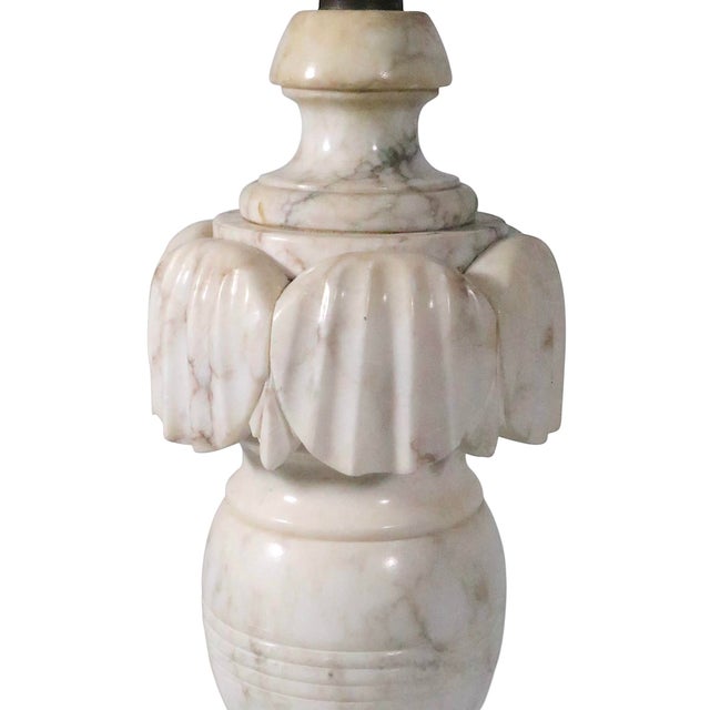Mid 20th Century Neo Classical Carved Marble Table Lamps - a Pair For Sale - Image 12 of 18