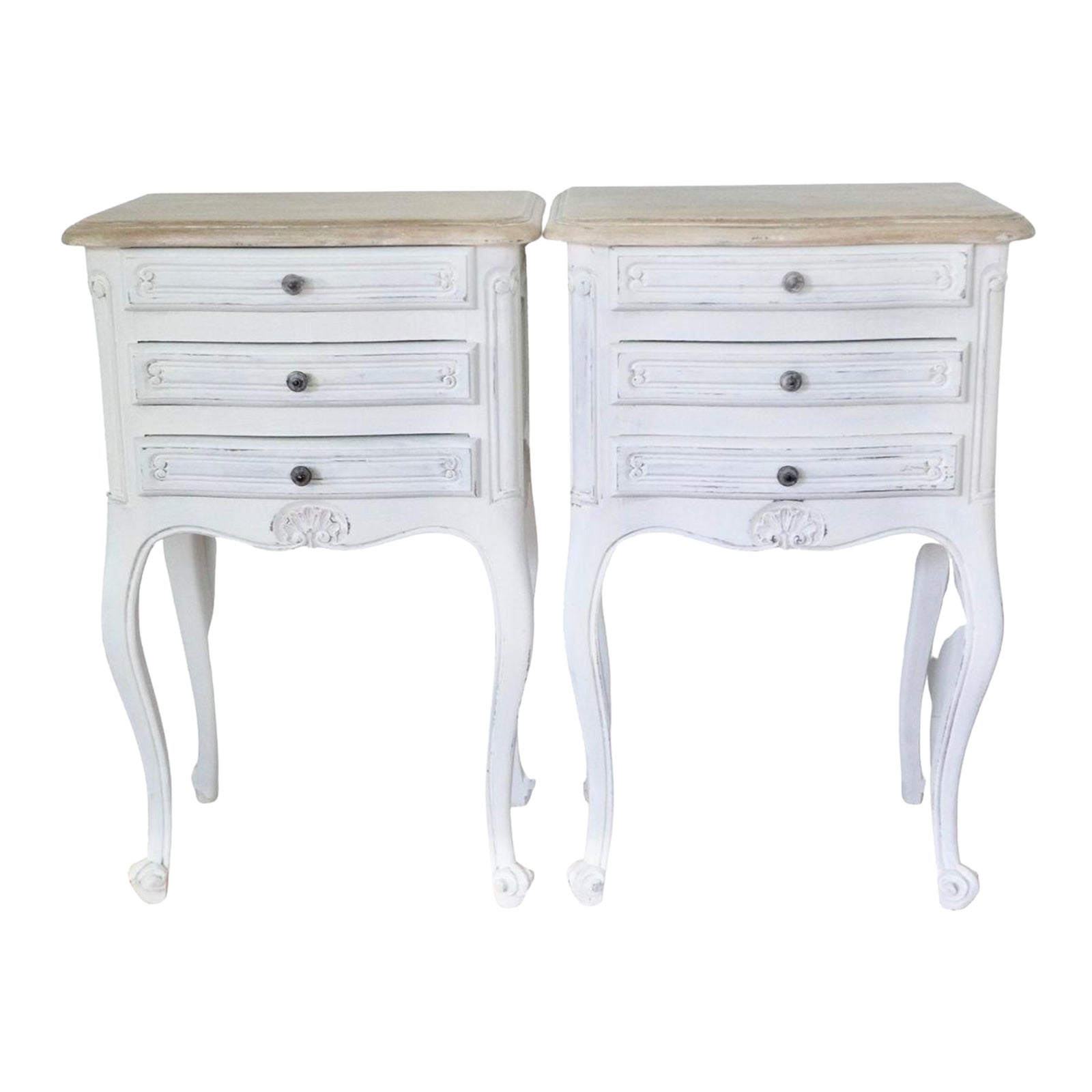 Vintage White Bedside Nightstands French Provincial Pair (2) Chairish
