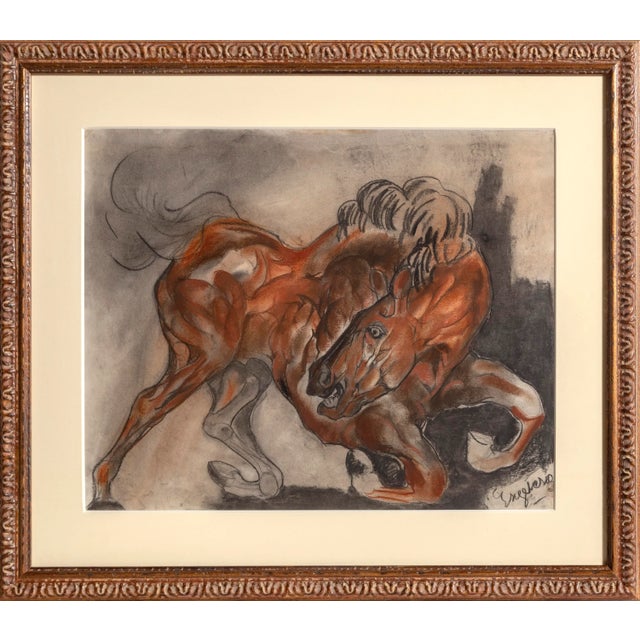 Figurative Horse, Unknown Artist Pastel Painting For Sale - Image 3 of 3