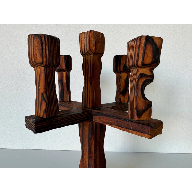 For your consideration we are presenting for sale this fantastic Vintage hand carved wood five arm candelabra candlestick...