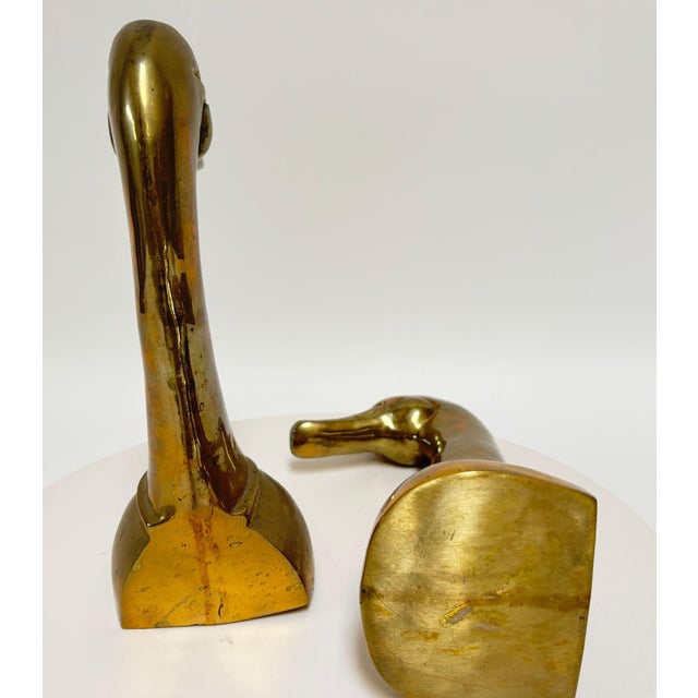 Pair of Large Mid-Century Brass Duck Head Bookends, Sarried Style, Circa 1950 For Sale - Image 14 of 17